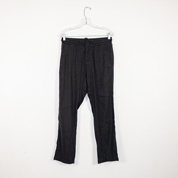 John Varvatos Collection Size 29 Fall 24 Linen Blend Drawstring Pants in Black - Picture 1 of 10